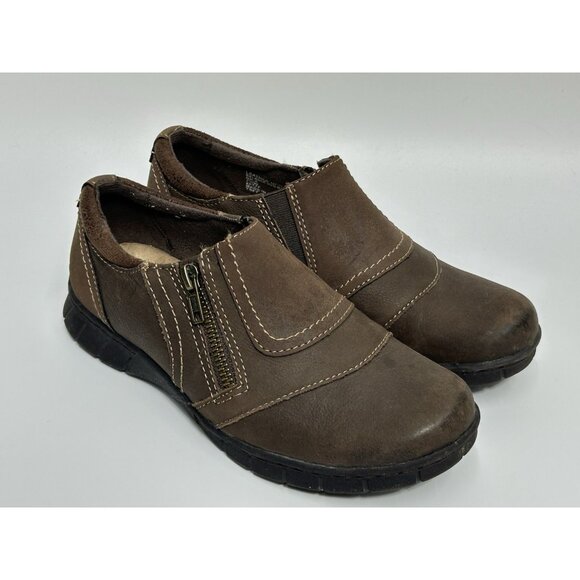 Earth Origins Nila Leather Low Bootie Women’s Size 7.5W Brown Leather Side Zip - Picture 2 of 9